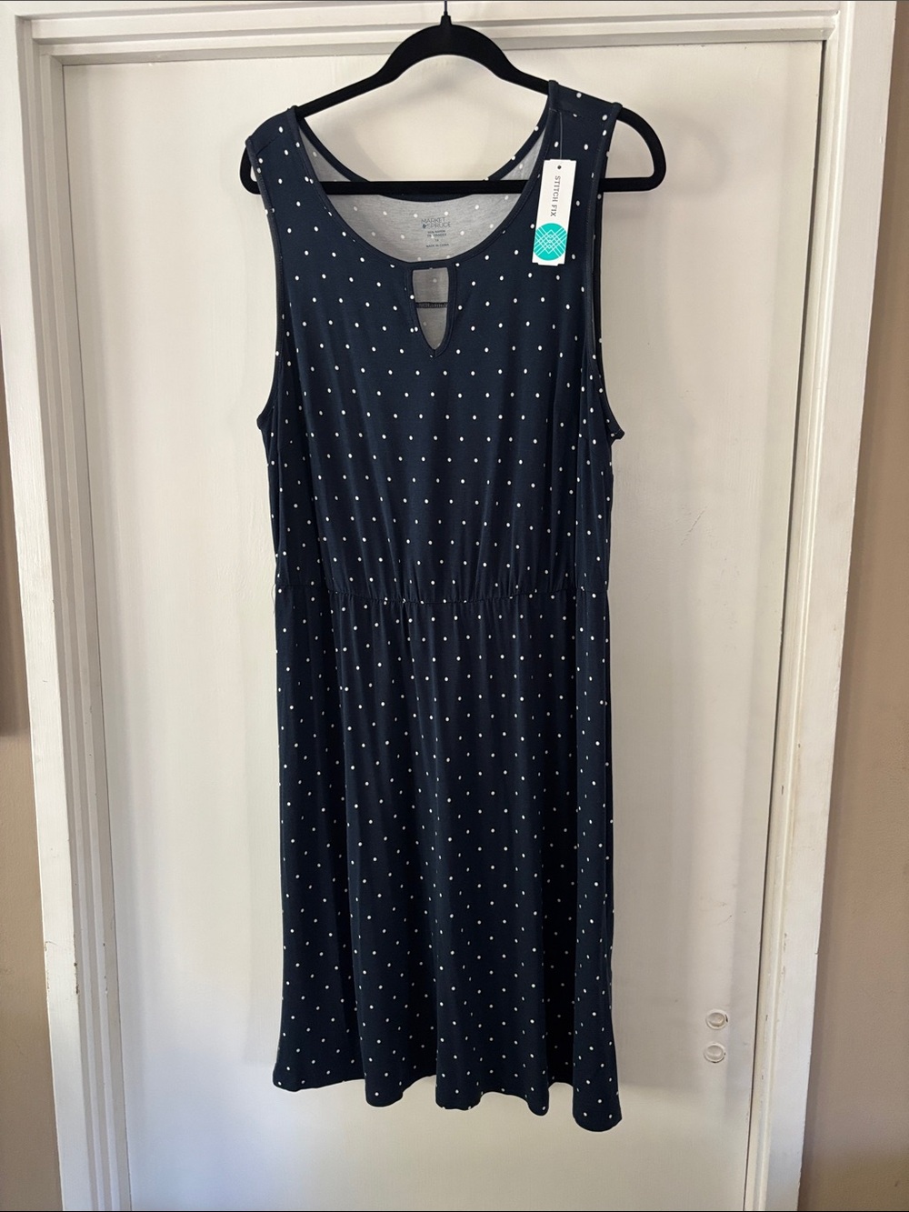 Market & Spruce Navy Dress with White Polka Dots